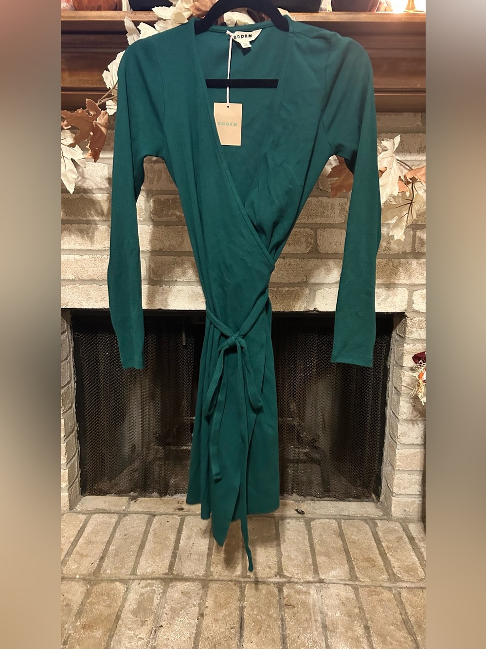 Boden Teal Long Sleeve Wrap Dress EUC